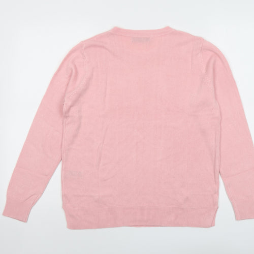 Marks and Spencer Womens Pink Round Neck Acrylic Pullover Jumper Size 14
