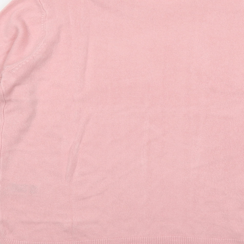 Marks and Spencer Womens Pink Round Neck Acrylic Pullover Jumper Size 14