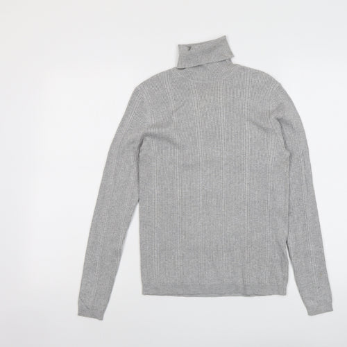 Marks and Spencer Womens Grey Roll Neck Viscose Pullover Jumper Size 10
