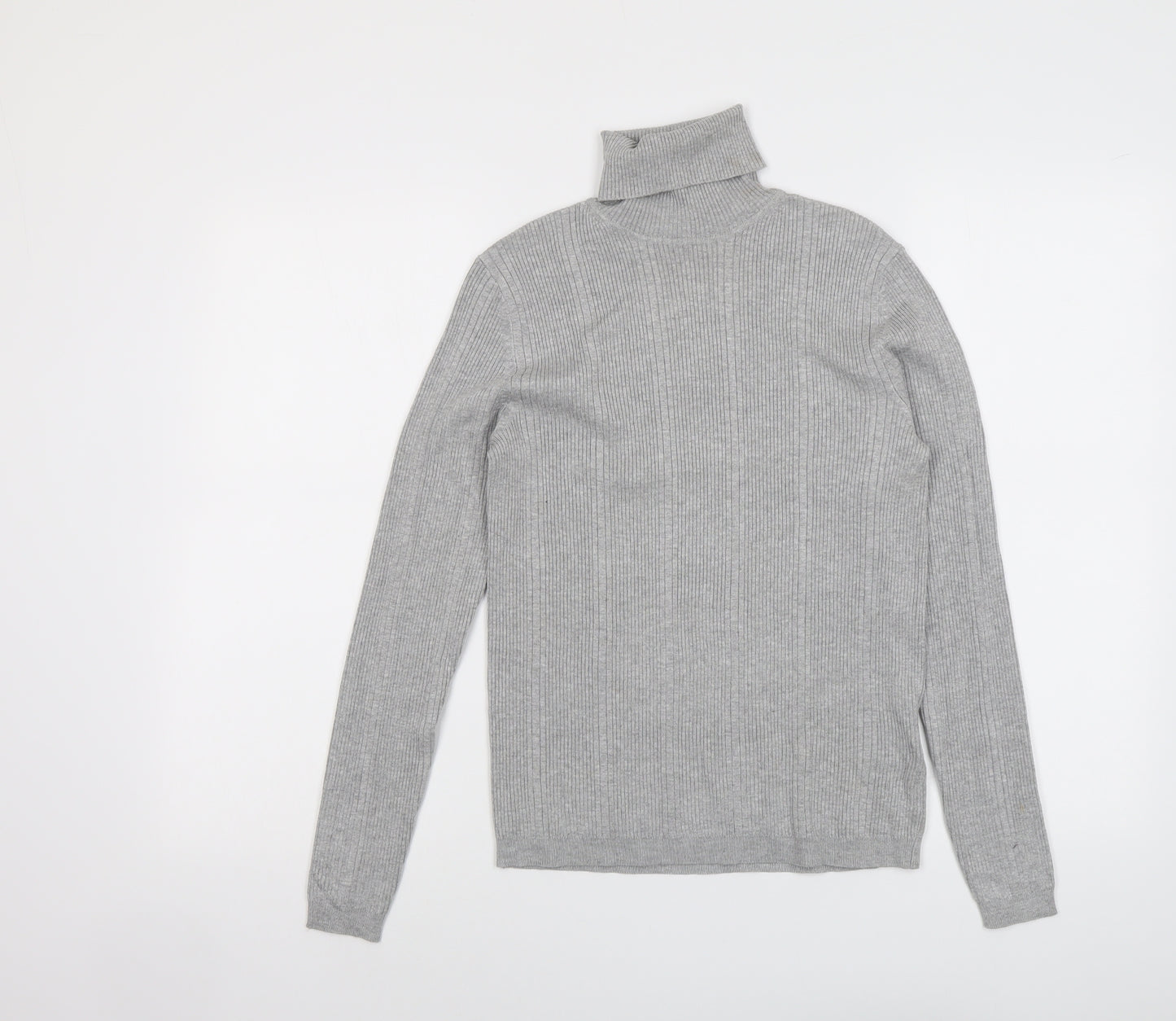 Marks and Spencer Womens Grey Roll Neck Viscose Pullover Jumper Size 10