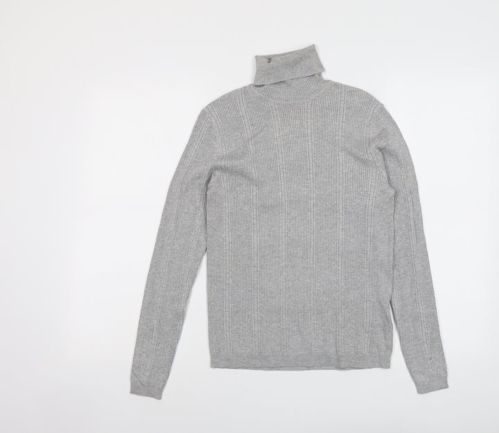 Marks and Spencer Womens Grey Roll Neck Viscose Pullover Jumper Size 10