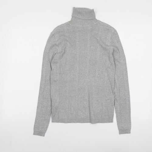 Marks and Spencer Womens Grey Roll Neck Viscose Pullover Jumper Size 10