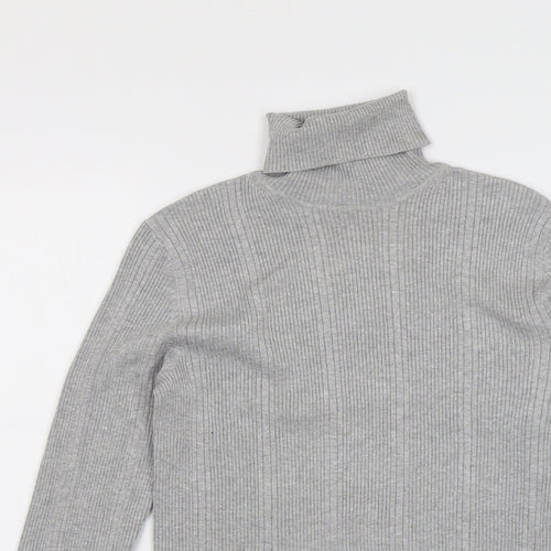Marks and Spencer Womens Grey Roll Neck Viscose Pullover Jumper Size 10