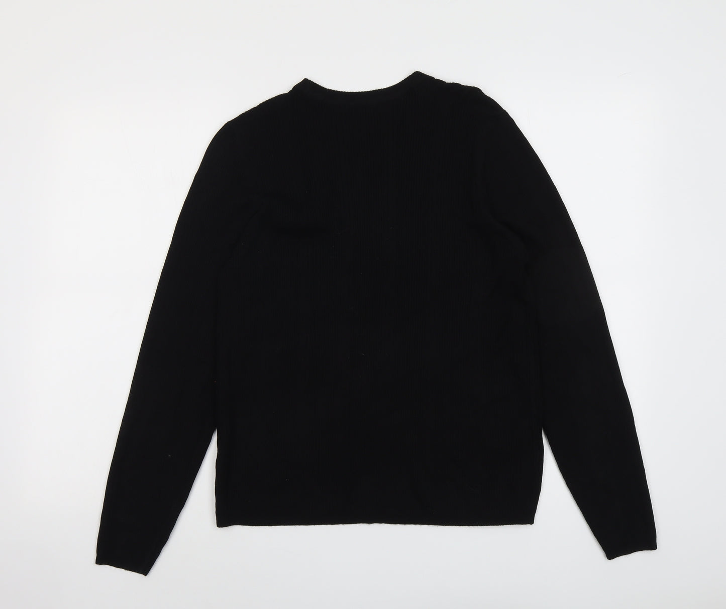 Marks and Spencer Womens Black Round Neck Acrylic Pullover Jumper Size 16