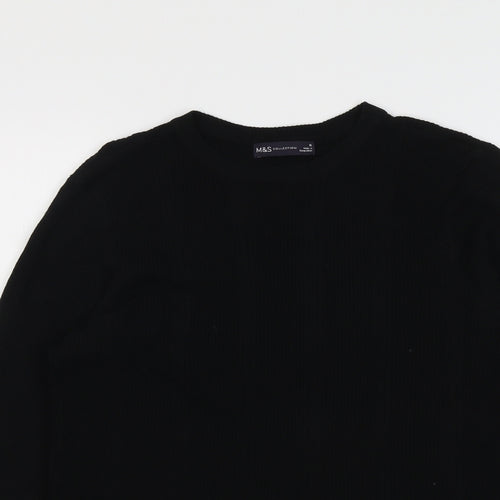 Marks and Spencer Womens Black Round Neck Acrylic Pullover Jumper Size 16