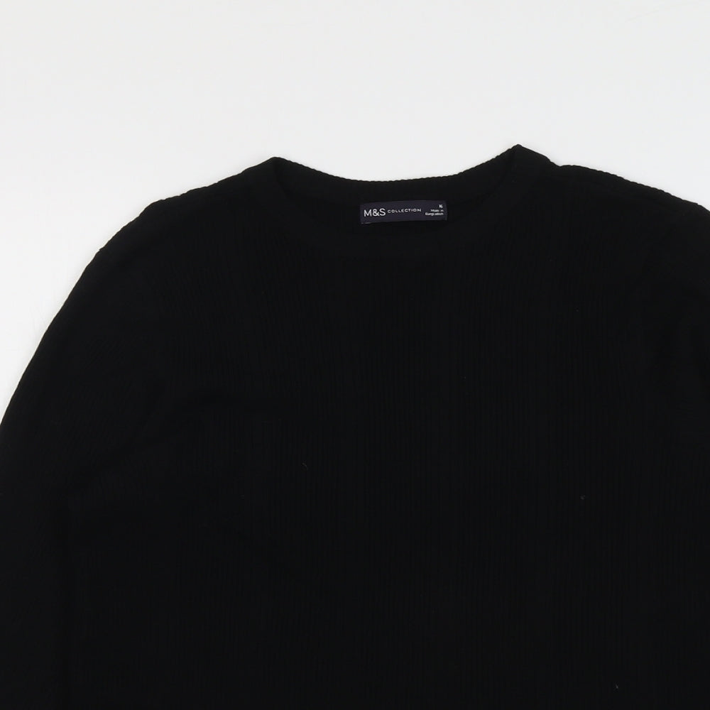 Marks and Spencer Womens Black Round Neck Acrylic Pullover Jumper Size 16