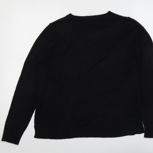 Marks and Spencer Womens Black Round Neck Acrylic Pullover Jumper Size 16
