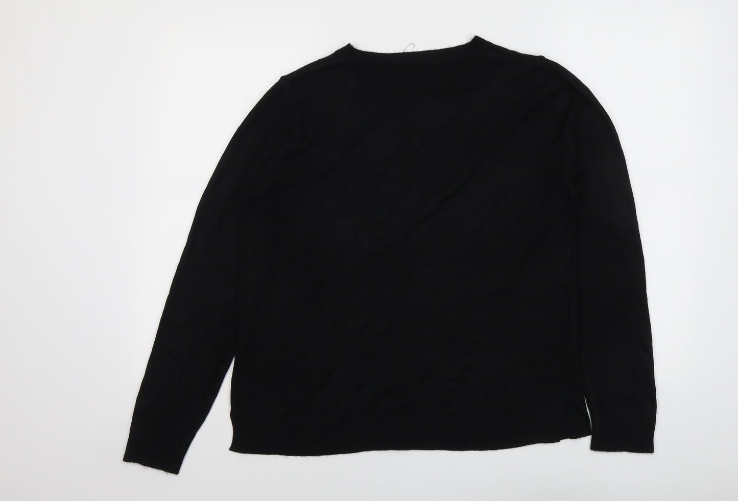 Marks and Spencer Womens Black Round Neck Acrylic Pullover Jumper Size 16