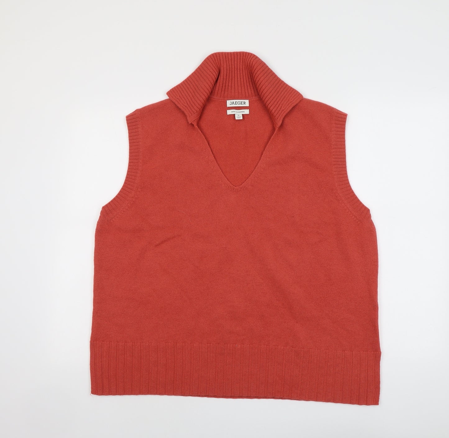 Jaeger Womens Red Collared Wool Vest Jumper Size XL