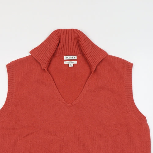 Jaeger Womens Red Collared Wool Vest Jumper Size XL