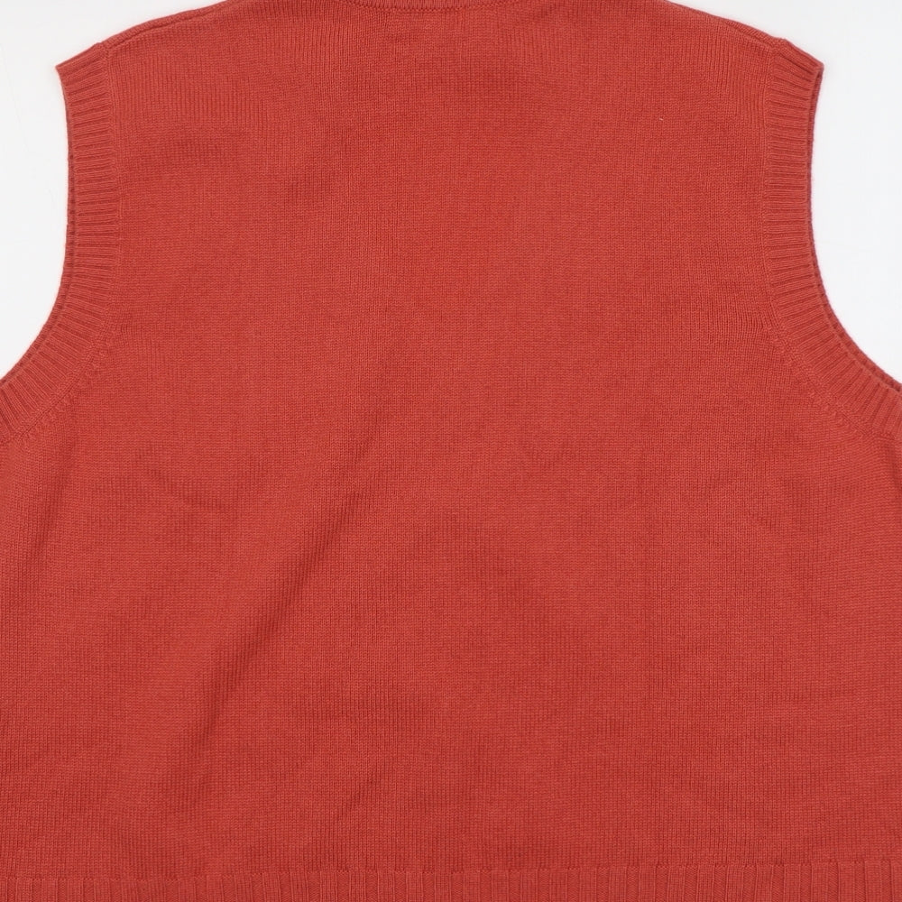 Jaeger Womens Red Collared Wool Vest Jumper Size XL