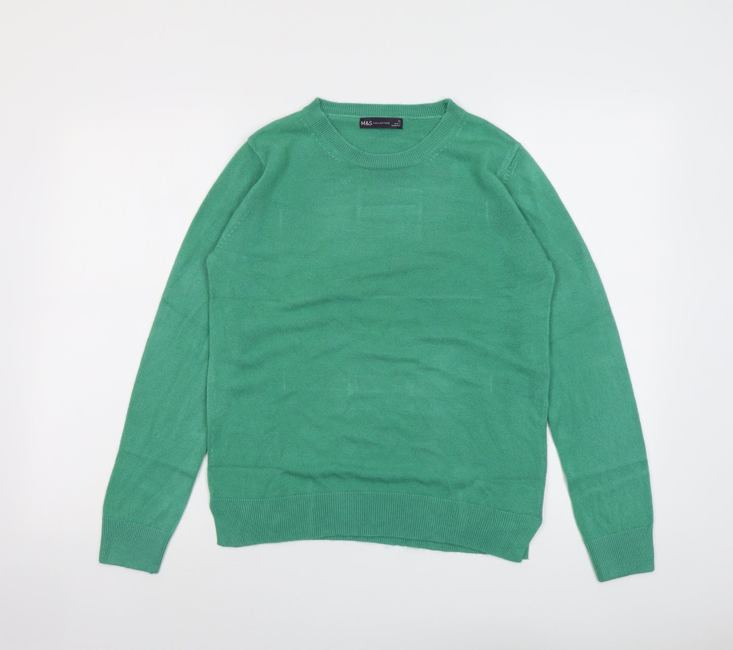 Marks and Spencer Womens Green Round Neck Acrylic Pullover Jumper Size 12