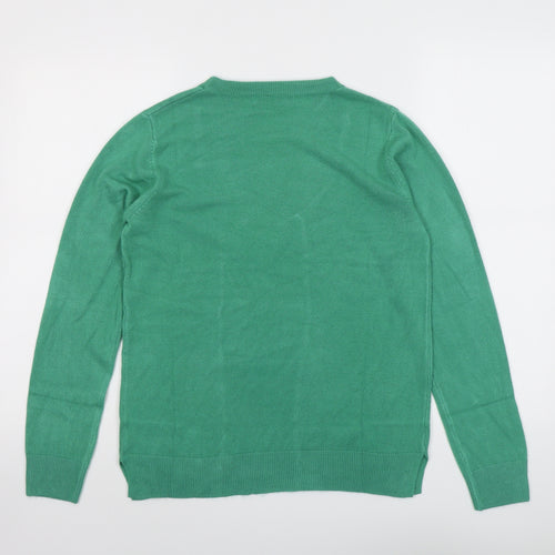 Marks and Spencer Womens Green Round Neck Acrylic Pullover Jumper Size 12