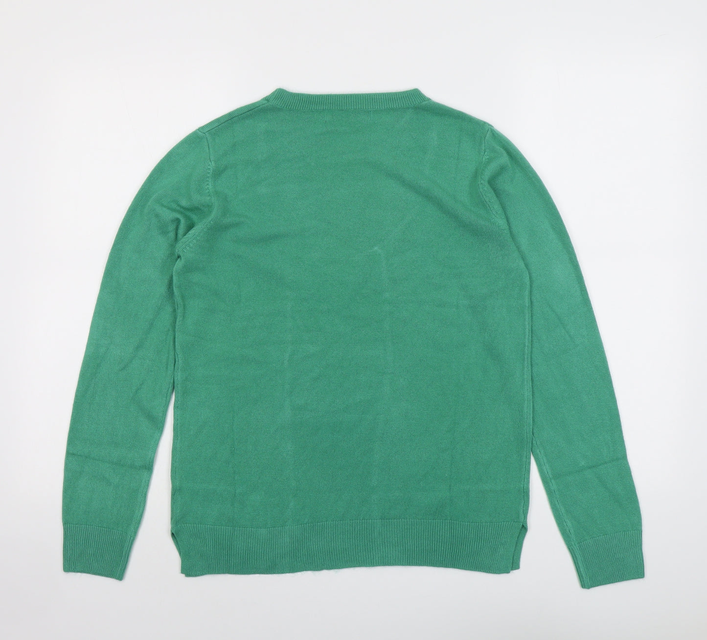 Marks and Spencer Womens Green Round Neck Acrylic Pullover Jumper Size 12