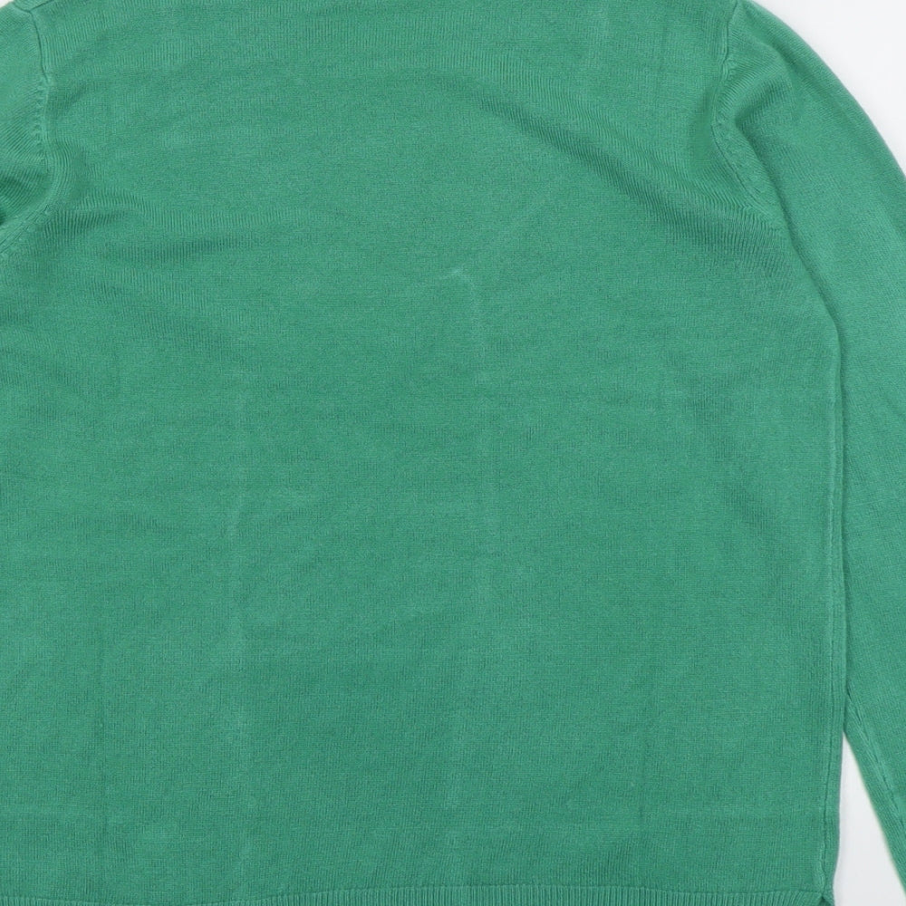 Marks and Spencer Womens Green Round Neck Acrylic Pullover Jumper Size 12