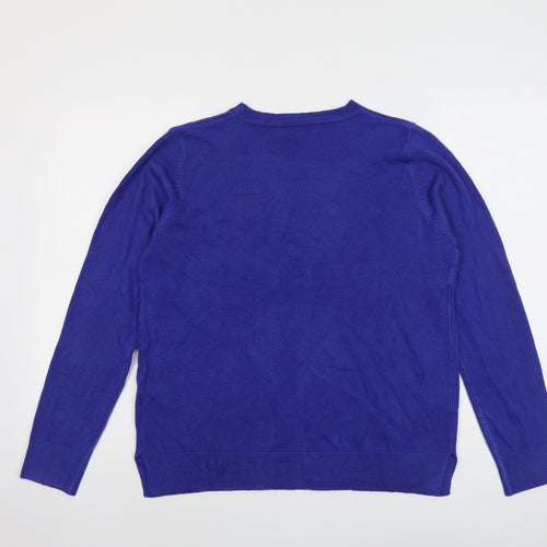 Marks and Spencer Womens Blue Round Neck Acrylic Pullover Jumper Size 16