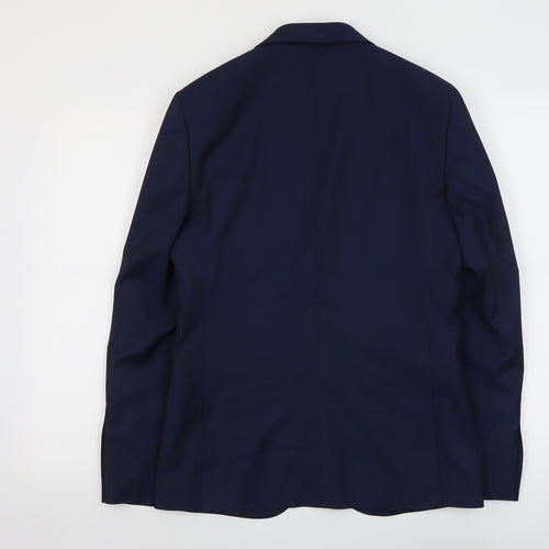 Moss London Mens Blue Polyester Jacket Suit Jacket Size 36 Regular