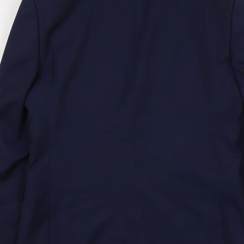 Moss London Mens Blue Polyester Jacket Suit Jacket Size 36 Regular