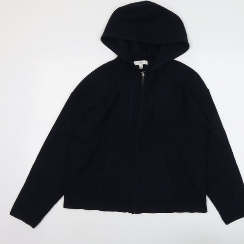 Marks and Spencer Womens Blue Round Neck Viscose Full Zip Jumper Size L