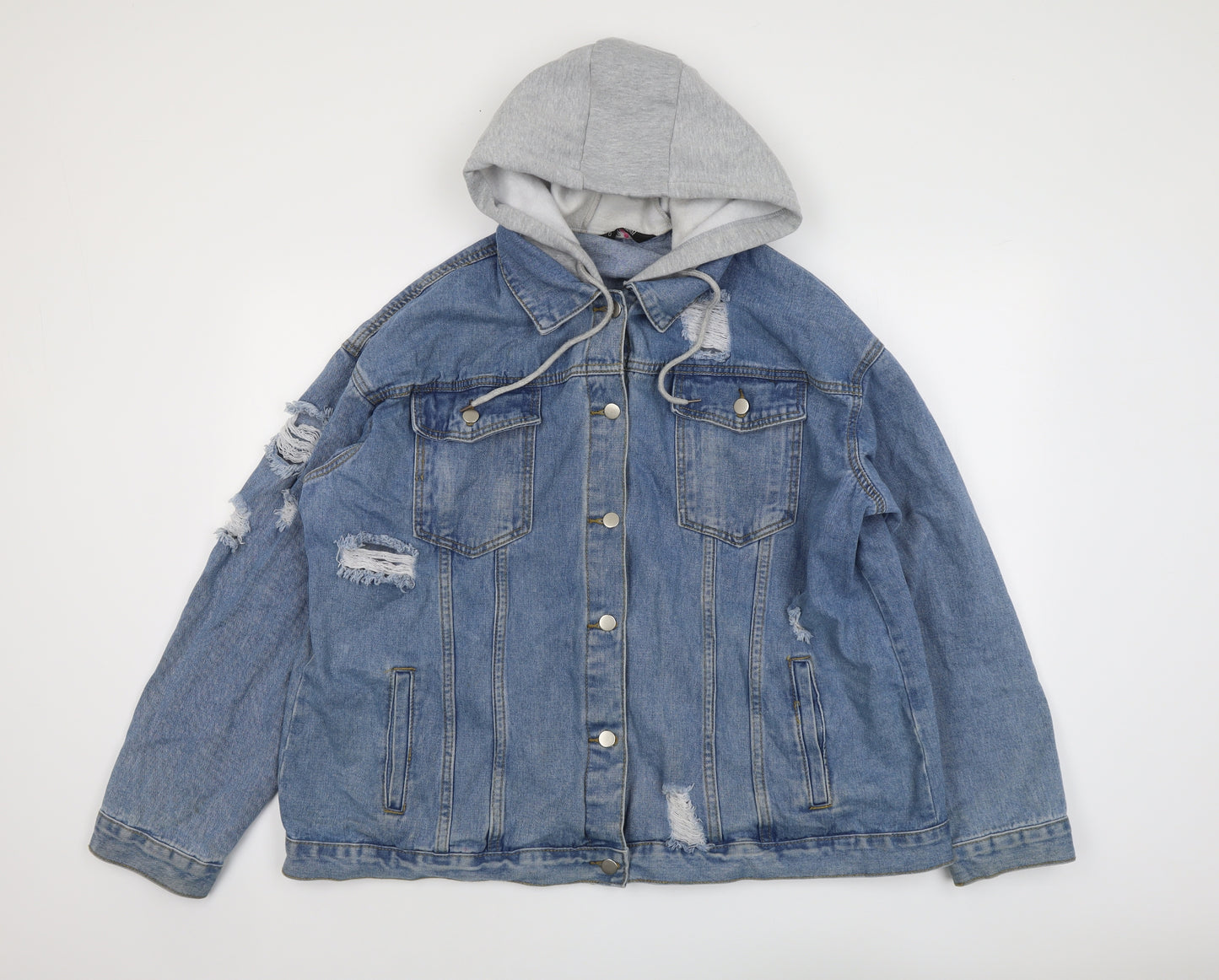 Yours Womens Blue Jacket Size 24 Button - Distressed