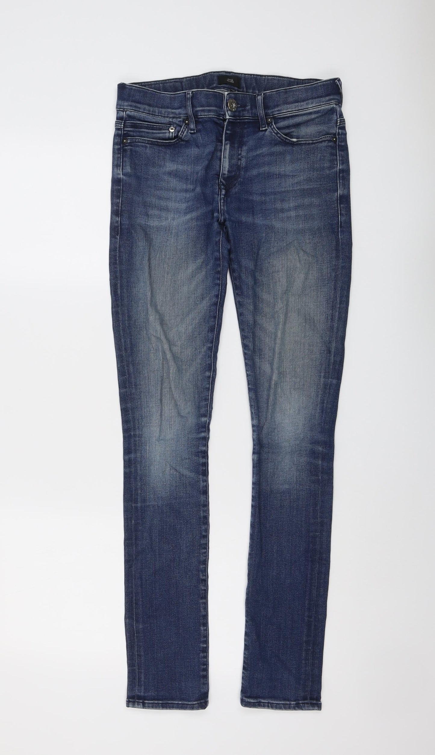 River Island Mens Blue Cotton Skinny Jeans Size 26 in L32 in Regular Button