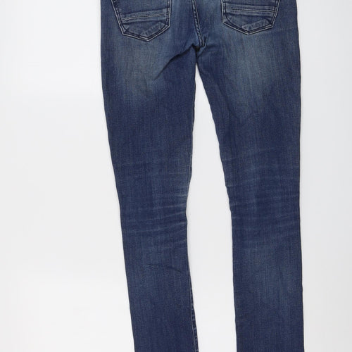 River Island Mens Blue Cotton Skinny Jeans Size 26 in L32 in Regular Button