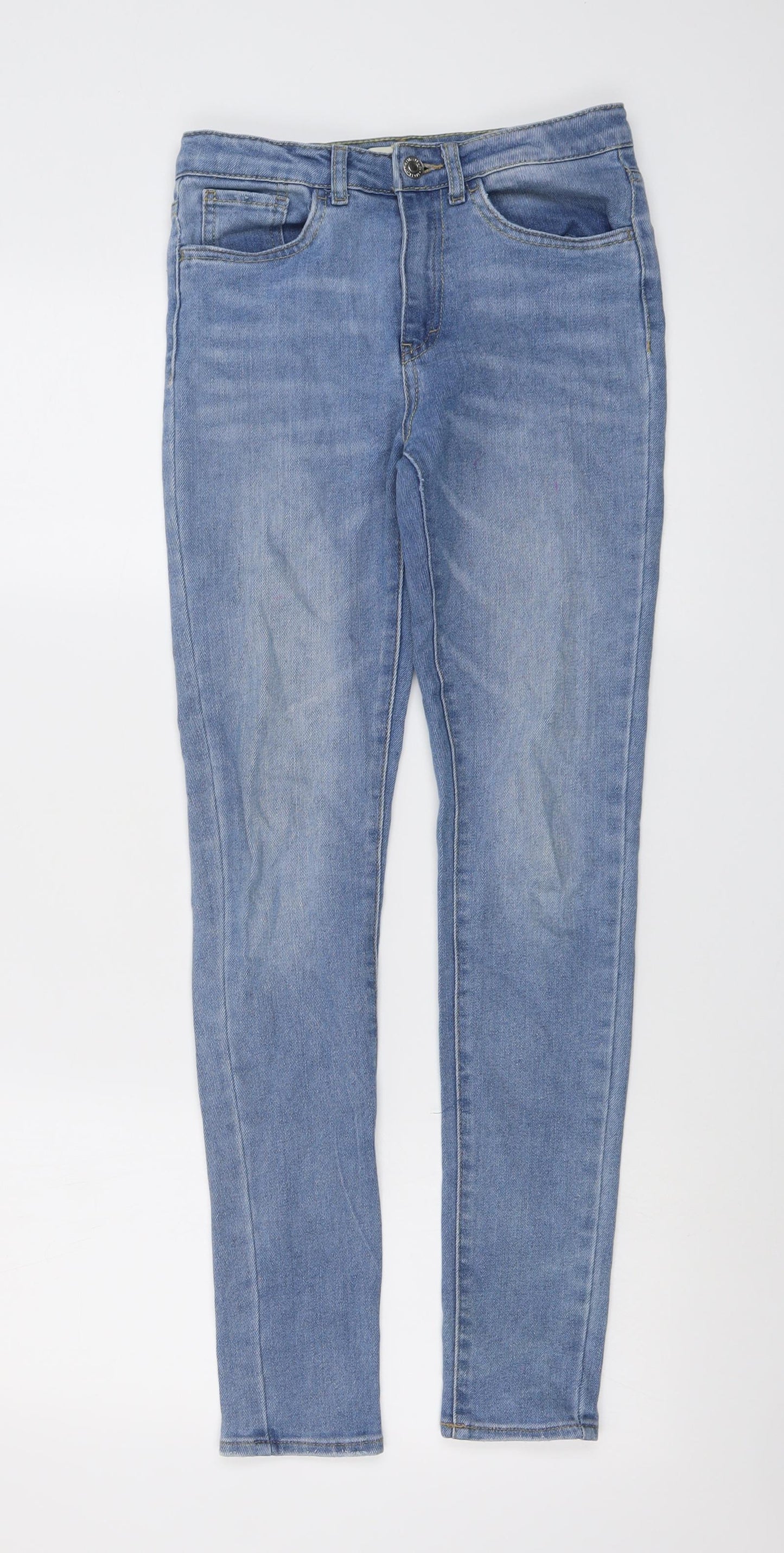 Levi's Girls Blue Cotton Skinny Jeans Size 12 Years Regular Button