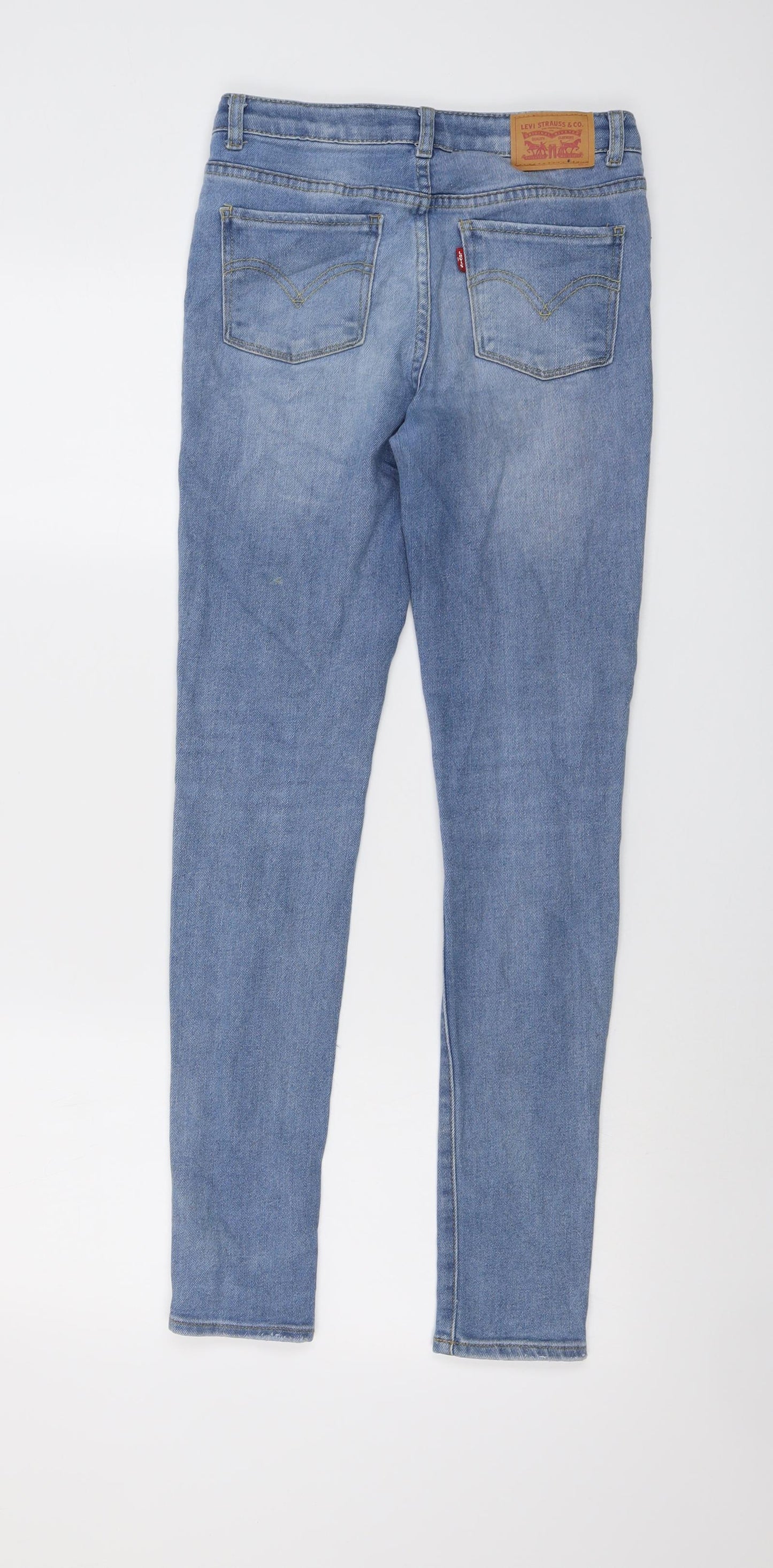Levi's Girls Blue Cotton Skinny Jeans Size 12 Years Regular Button