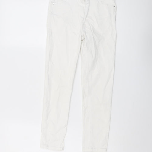 NEXT Girls White Cotton Skinny Jeans Size 10 Years Regular Button