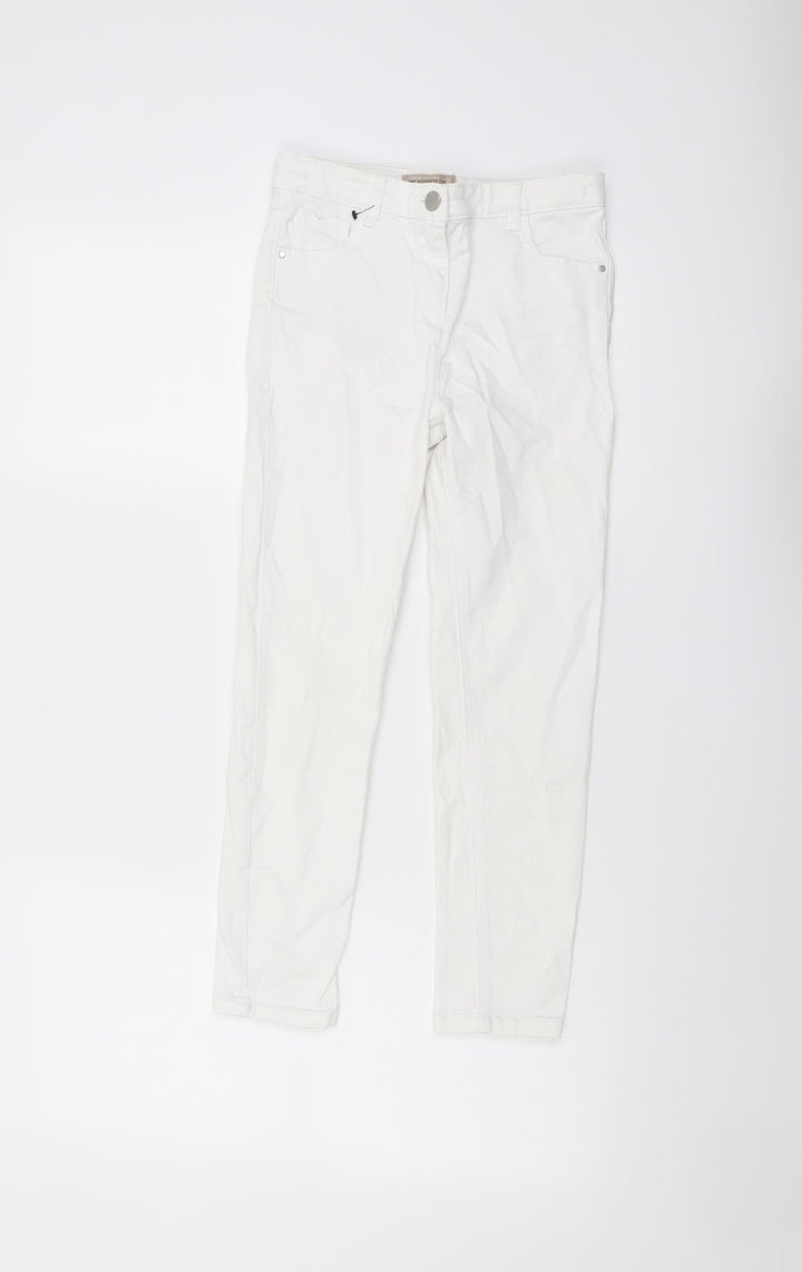NEXT Girls White Cotton Skinny Jeans Size 10 Years Regular Button