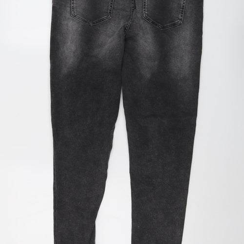 Marks and Spencer Womens Grey Cotton Skinny Jeans Size 14 L30 in Regular Button