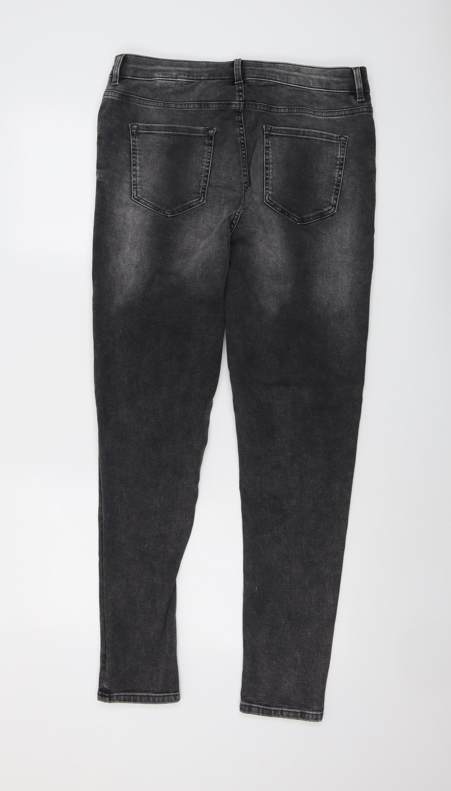 Marks and Spencer Womens Grey Cotton Skinny Jeans Size 14 L30 in Regular Button