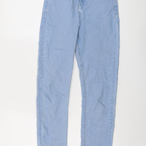 PRETTYLITTLETHING Womens Blue Cotton Skinny Jeans Size 6 L29 in Regular Button