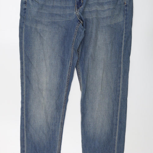 H&M Mens Blue Cotton Straight Jeans Size 33 in L30 in Regular Button