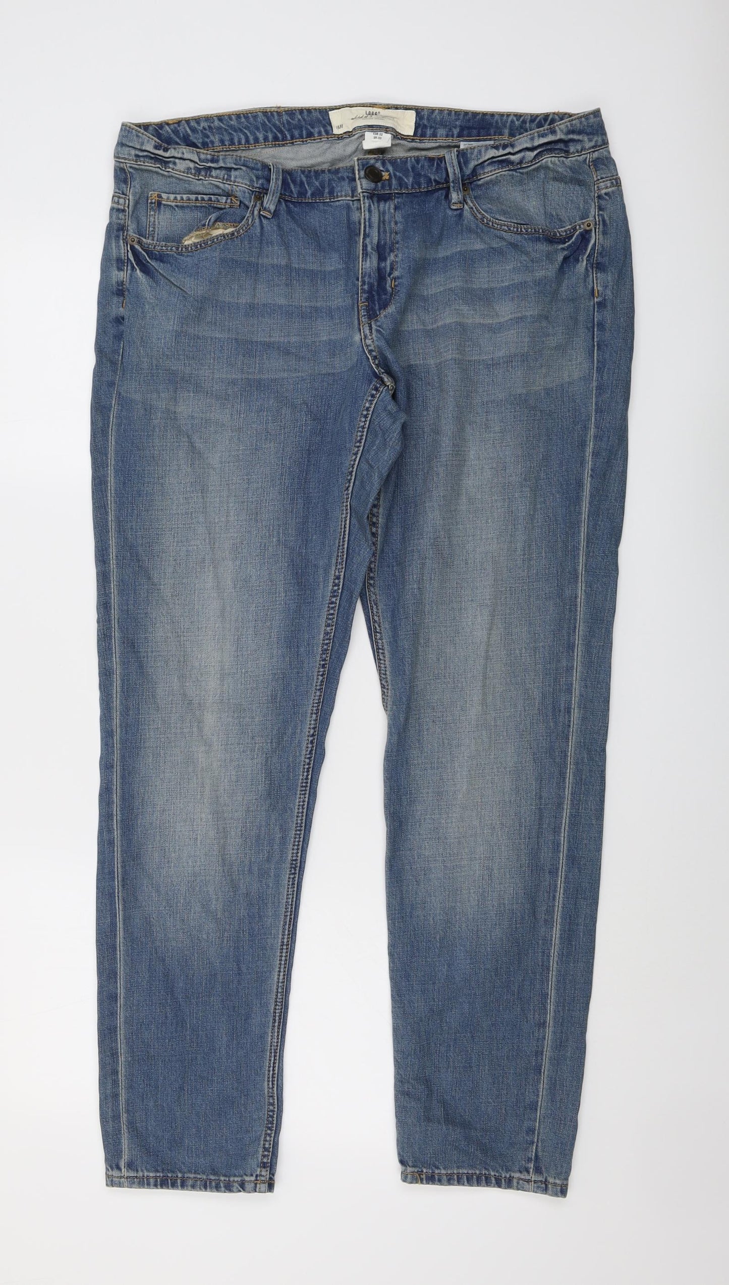 H&M Mens Blue Cotton Straight Jeans Size 33 in L30 in Regular Button