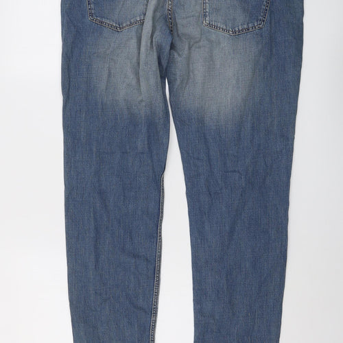 H&M Mens Blue Cotton Straight Jeans Size 33 in L30 in Regular Button