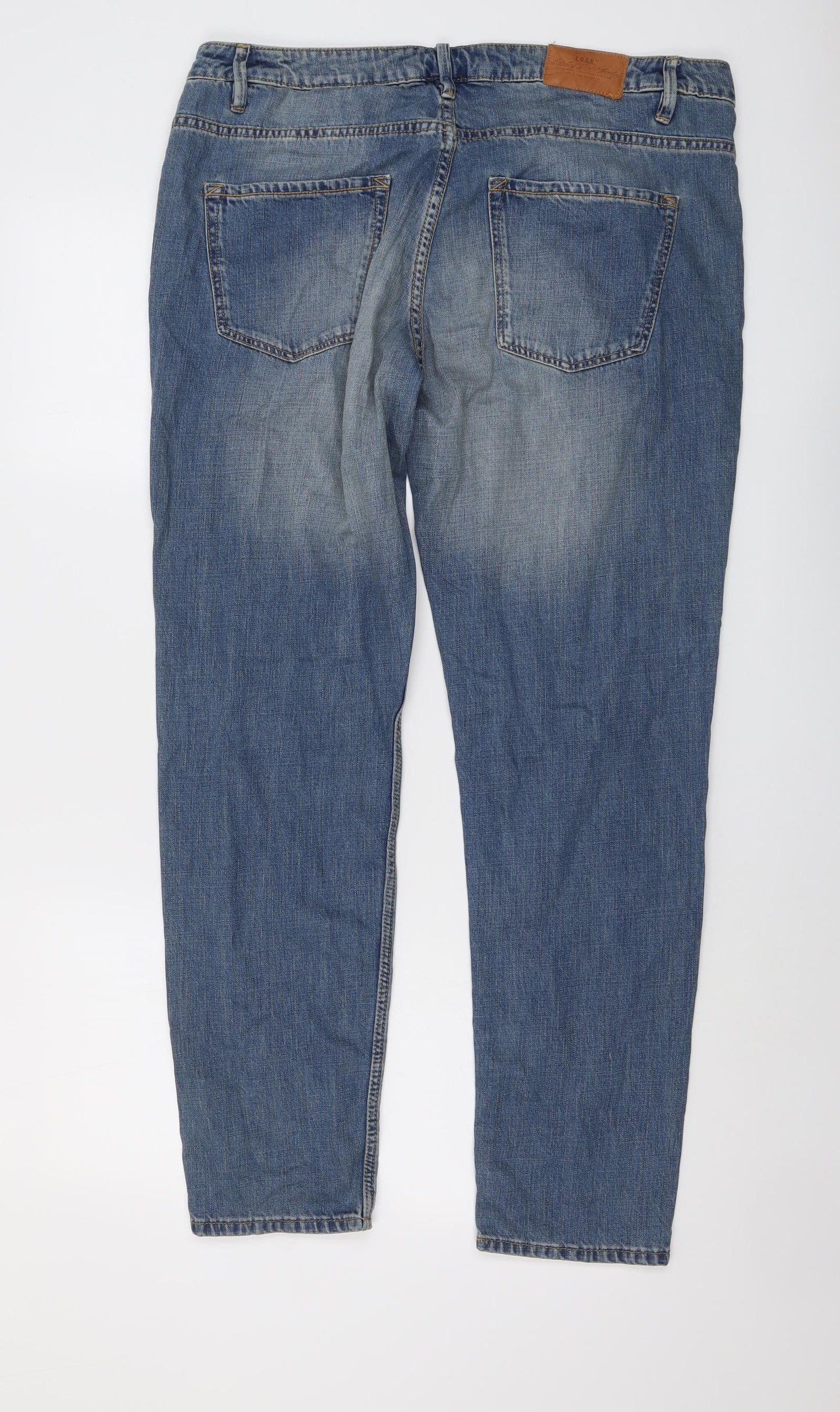 H&M Mens Blue Cotton Straight Jeans Size 33 in L30 in Regular Button