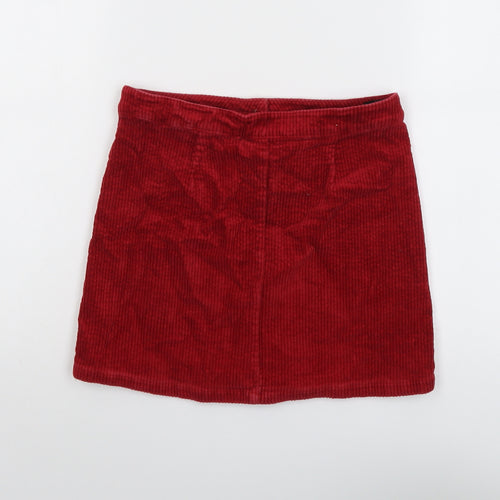 NEXT Girls Red Cotton Mini Skirt Size 11 Years Regular Button