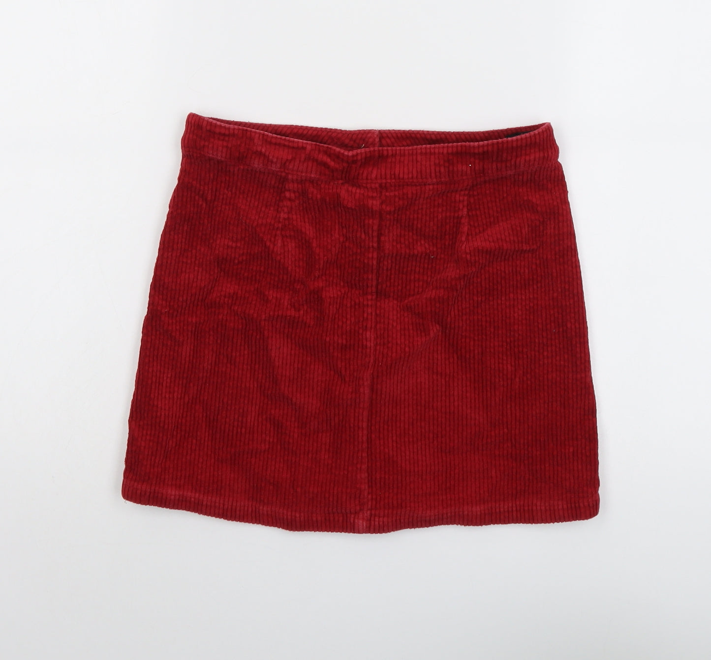 NEXT Girls Red Cotton Mini Skirt Size 11 Years Regular Button