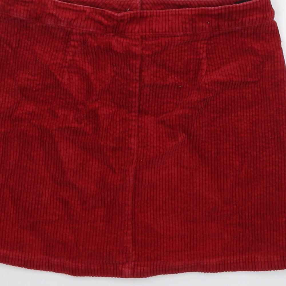 NEXT Girls Red Cotton Mini Skirt Size 11 Years Regular Button