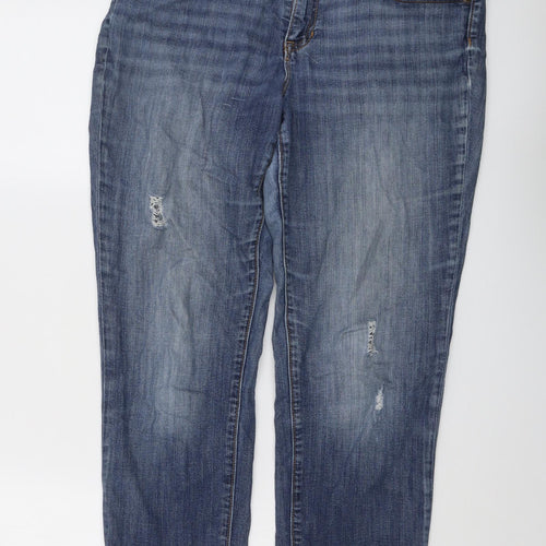 Gap Womens Blue Cotton Mom Jeans Size 12 L26 in Regular Button