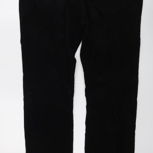 Marks and Spencer Mens Black Cotton Trousers Size 40 in L33 in Regular Button