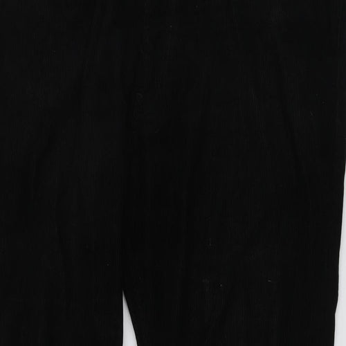 Marks and Spencer Mens Black Cotton Trousers Size 40 in L33 in Regular Button