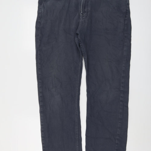 Marks and Spencer Mens Blue Cotton Straight Jeans Size 36 in L31 in Regular Button