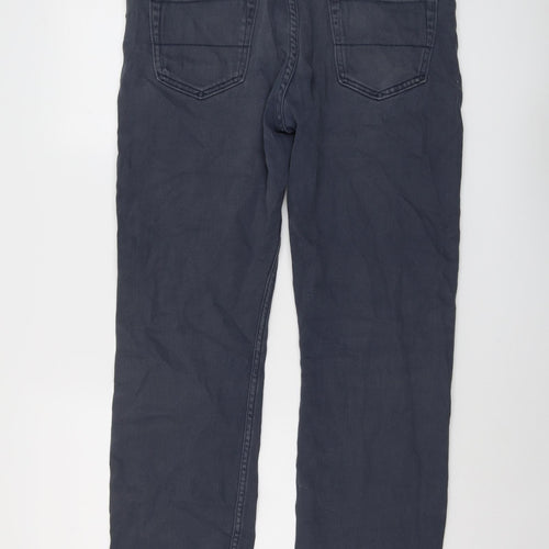 Marks and Spencer Mens Blue Cotton Straight Jeans Size 36 in L31 in Regular Button