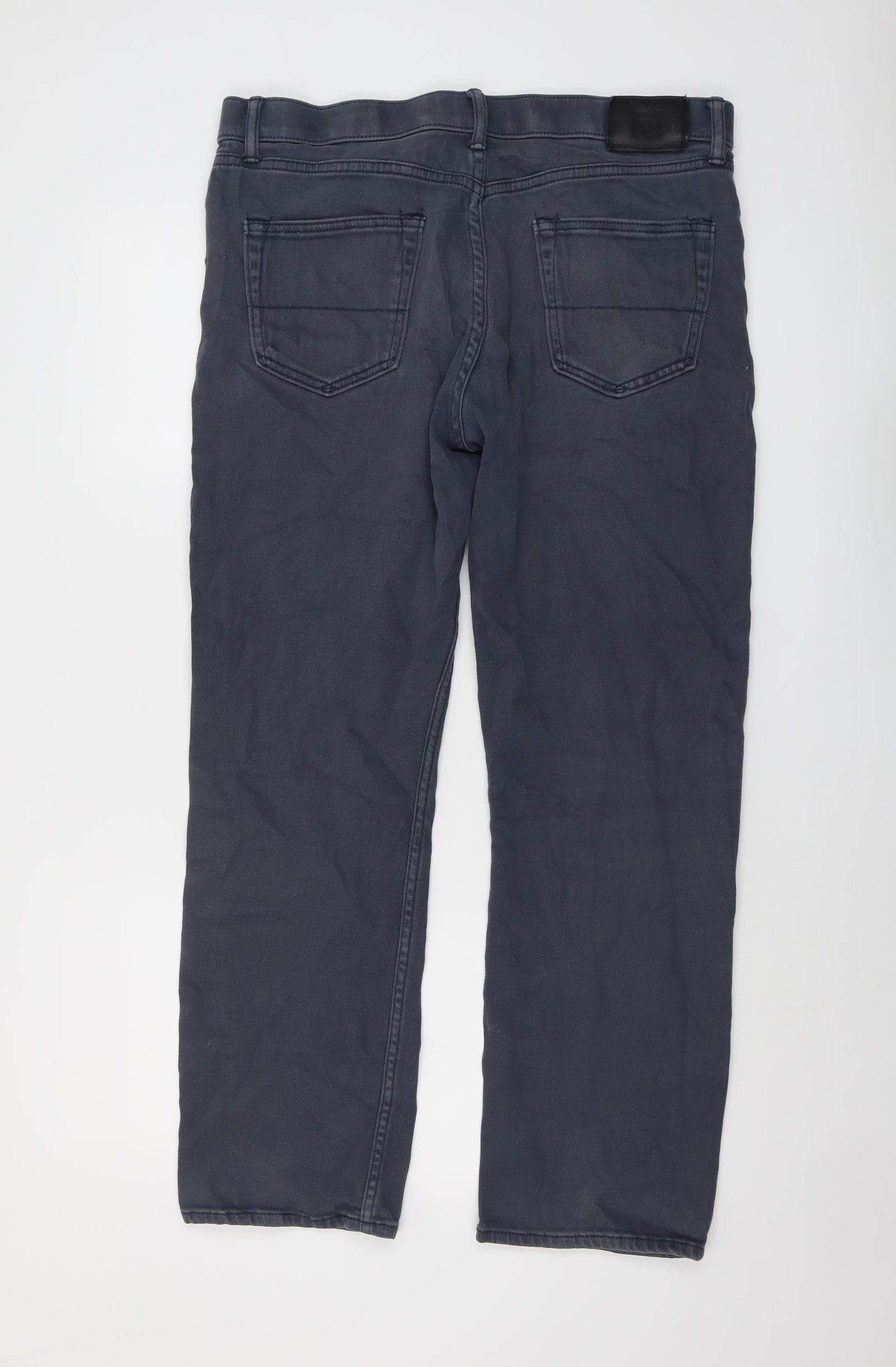 Marks and Spencer Mens Blue Cotton Straight Jeans Size 36 in L31 in Regular Button
