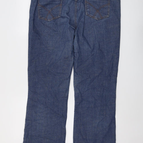 Long Tall Sally Womens Blue Cotton Bootcut Jeans Size 16 L33 in Regular Button
