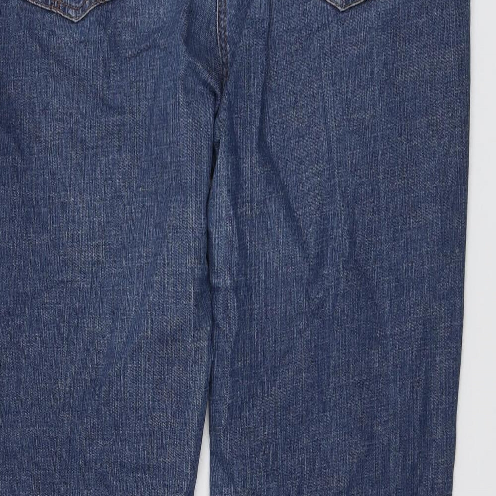 Long Tall Sally Womens Blue Cotton Bootcut Jeans Size 16 L33 in Regular Button