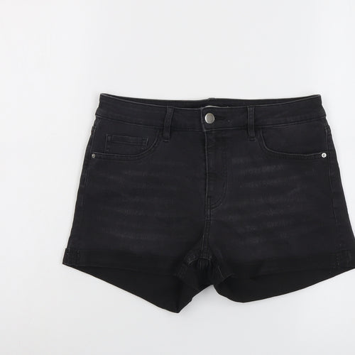 H&M Womens Grey Cotton Hot Pants Shorts Size 8 L3 in Regular Button