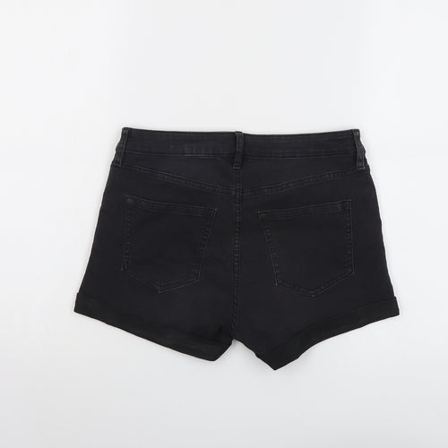 H&M Womens Grey Cotton Hot Pants Shorts Size 8 L3 in Regular Button